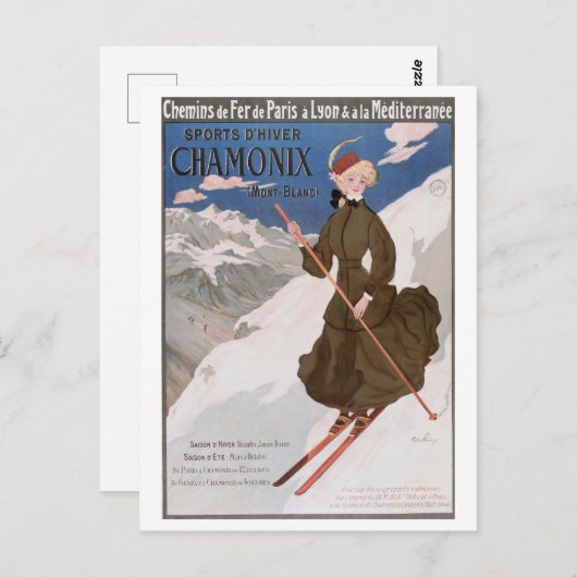 Chamonix Frankrijk Ski Franse Alpen Briefkaart (Voorkant / Achterkant)