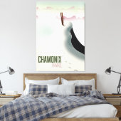 Chamonix Frankrijk ski reisposter Canvas Afdruk (Insitu (Slaapkamer))