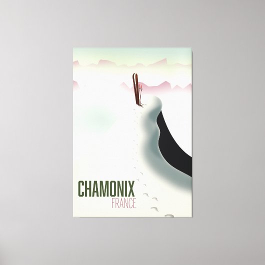Chamonix Frankrijk ski reisposter Canvas Afdruk (Voorkant)