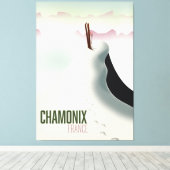 Chamonix Frankrijk ski reisposter Canvas Afdruk (Insitu (Houten vloer))