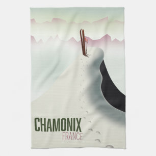 Chamonix Frankrijk ski reisposter Theedoek