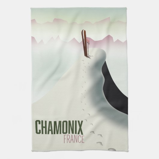 Chamonix Frankrijk ski reisposter Theedoek (Verticaal)