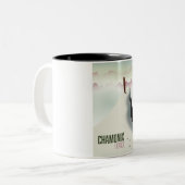 Chamonix Frankrijk ski reisposter Tweekleurige Koffiemok (Voorkant links)