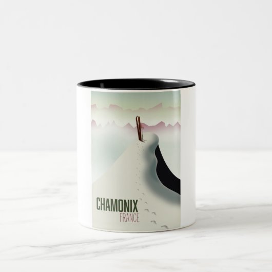 Chamonix Frankrijk ski reisposter Tweekleurige Koffiemok (Center)