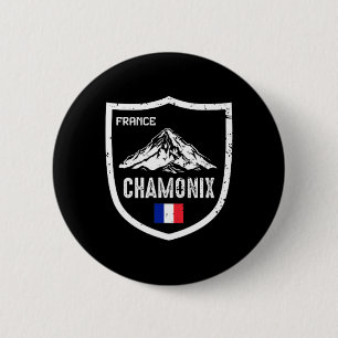 Chamonix Frankrijk Skigebied Skiën Berg Nood Ronde Button 5,7 Cm