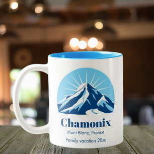 Chamonix Frankrijk skigebied souvenir Tweekleurige Koffiemok