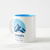 Chamonix Frankrijk skigebied souvenir Tweekleurige Koffiemok (Voorkant links)