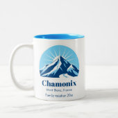 Chamonix Frankrijk skigebied souvenir Tweekleurige Koffiemok (Links)