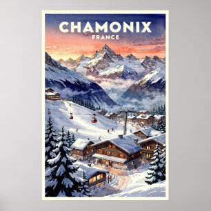 Chamonix Frankrijk Vintage Reis Poster