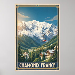 Chamonix Frankrijk Vintage Retro Reizen Poster