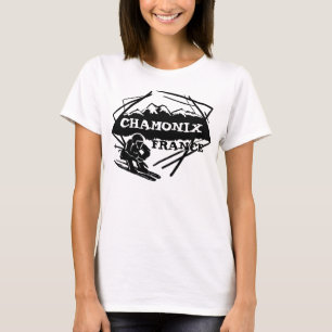 Chamonix Frankrijk zwart wit ski logo dames tank