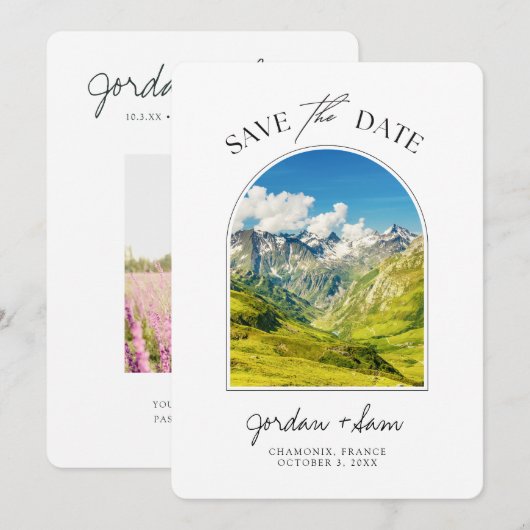 Chamonix French Alps Wedding Save the Date Kaart (Voorkant / Achterkant)