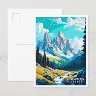 Chamonix Kroatië vintage reisillustratie Briefkaart