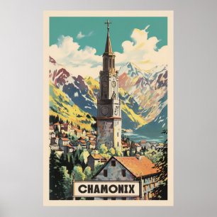 Chamonix, Mont Blan, Ski Poster