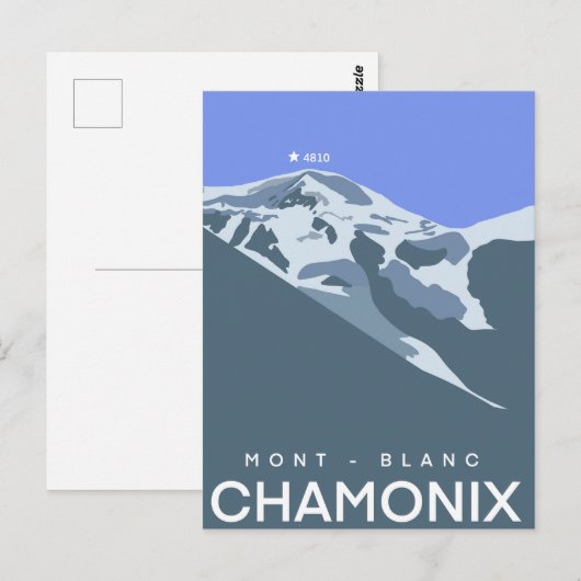 Chamonix, Mont-Blanc, digitaal getekend, souvenir Briefkaart (Voorkant / Achterkant)