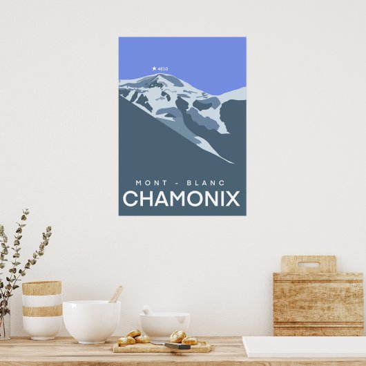 Chamonix, Mont-Blanc, digitaal getekend, souvenir Poster (Keuken)