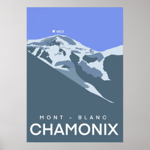 Chamonix, Mont-Blanc, digitaal getekend, souvenir Poster