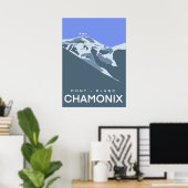 Chamonix, Mont-Blanc, digitaal getekend, souvenir Poster (Thuiskantoor)