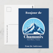 Chamonix Mont Blanc Frankrijk blauw Briefkaart (Voorkant / Achterkant)
