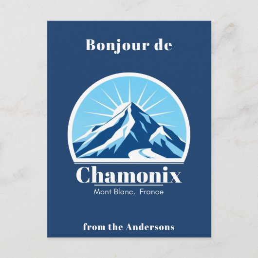 Chamonix Mont Blanc Frankrijk blauw Briefkaart (Voorkant)