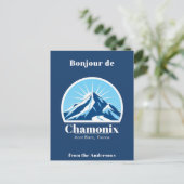 Chamonix Mont Blanc Frankrijk blauwe ansichtkaart Briefkaart (Staand voorkant)