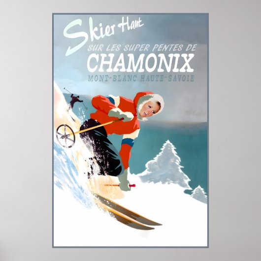 Chamonix Mont Blanc Frankrijk Poster Nieuwe Retro  (Voorkant)