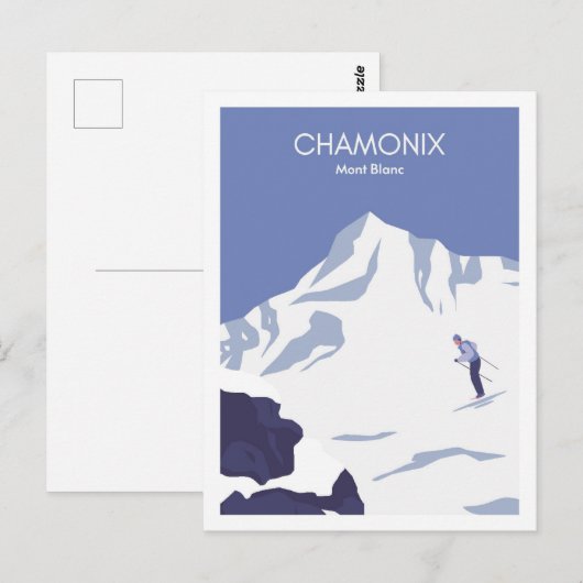 Chamonix Mont Blanc Frankrijk reisillustratie Briefkaart (Voorkant / Achterkant)