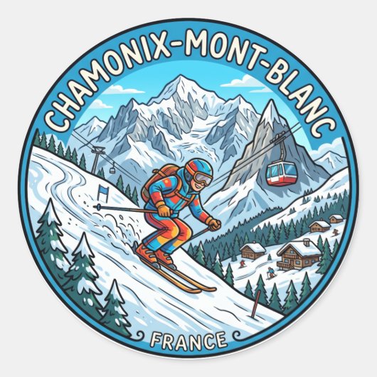 Chamonix Mont Blanc Frankrijk Ronde Sticker (Voorkant)