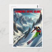 Chamonix Mont Blanc Frankrijk Skiën Briefkaart (Voorkant / Achterkant)