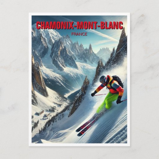 Chamonix Mont Blanc Frankrijk Skiën Briefkaart (Voorkant)
