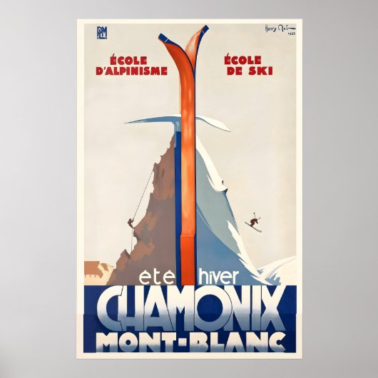Chamonix Mont Blanc Frankrijk Vintage Reisposter Poster (Voorkant)