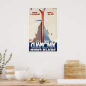 Chamonix Mont Blanc Frankrijk Vintage Reisposter Poster (Keuken)