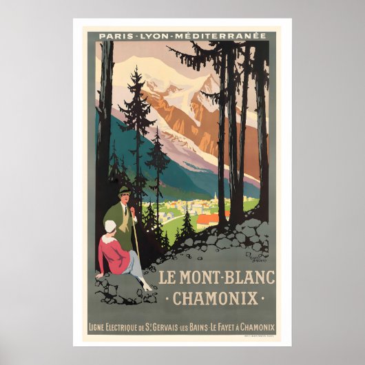 Chamonix Mont Blanc Frankrijk Vintage Reisposter Poster (Voorkant)