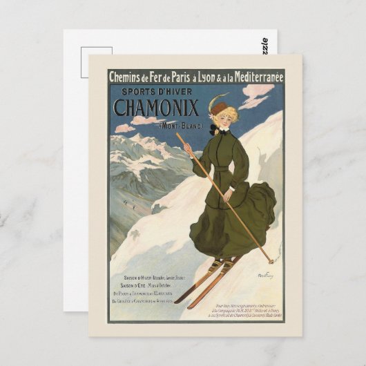 Chamonix Mont Blanc  Franse kiing Briefkaart (Voorkant / Achterkant)