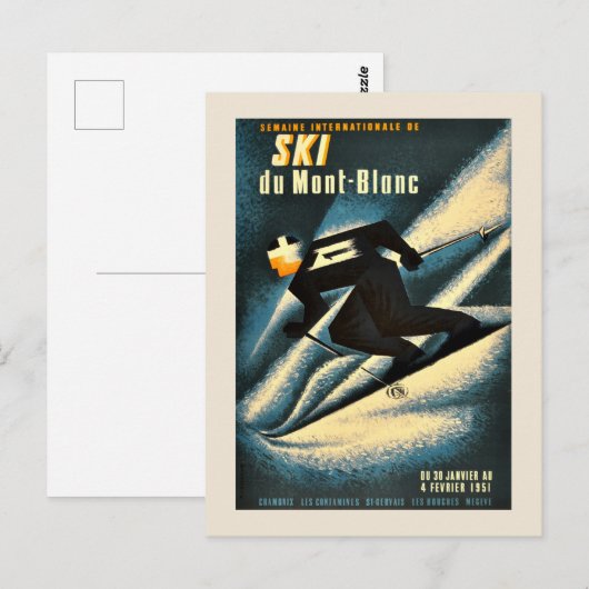 Chamonix Mont Blanc  Franse kiing Briefkaart (Voorkant / Achterkant)