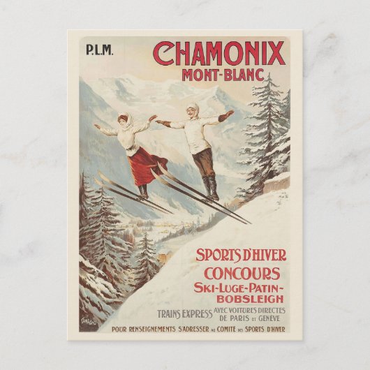 Chamonix Mont Blanc  Franse kiing Briefkaart (Voorkant)