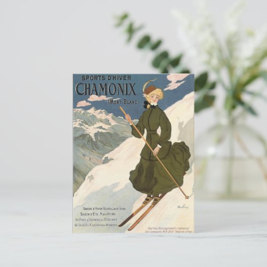 Chamonix Mont Blanc  Franse ski reizen Briefkaart (Staand voorkant)