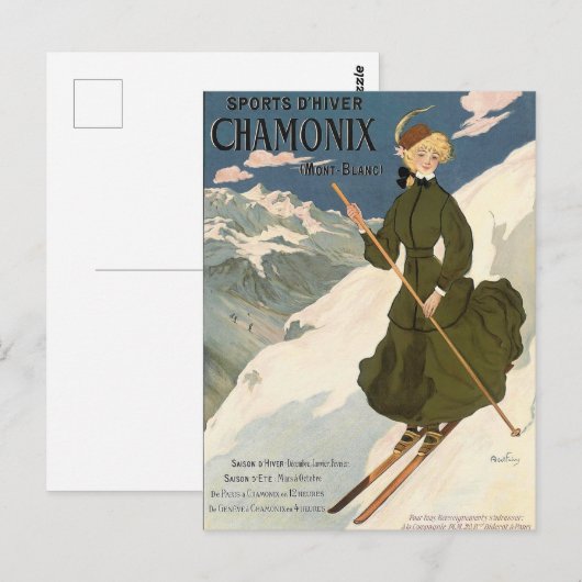 Chamonix Mont Blanc  Franse ski reizen Briefkaart (Voorkant / Achterkant)