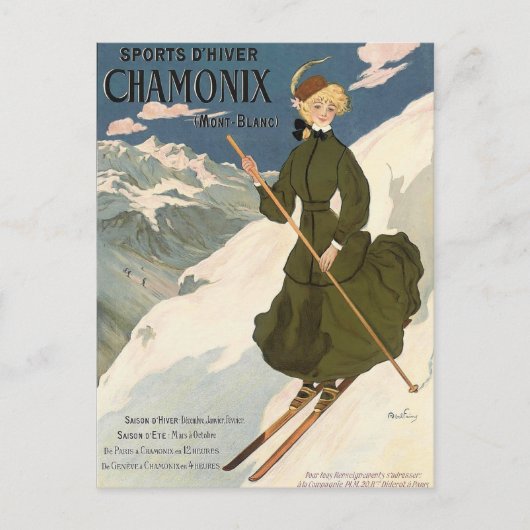 Chamonix Mont Blanc  Franse ski reizen Briefkaart (Voorkant)