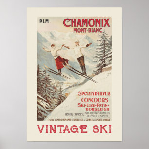 Chamonix Mont Blanc Oude Franse Skiposter Poster
