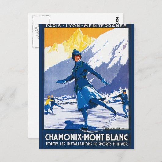 Chamonix - Mont Blanc-Poster Briefkaart (Voorkant / Achterkant)