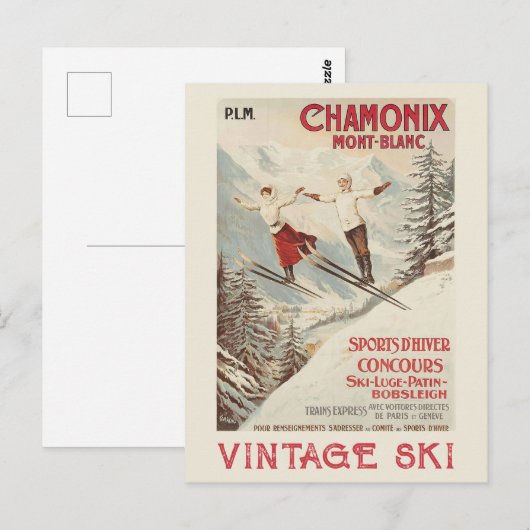 Chamonix Mont Blanc  Poster Briefkaart (Voorkant / Achterkant)