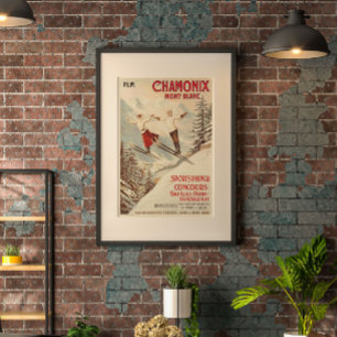 Chamonix Mont Blanc Poster Canvas Afdruk