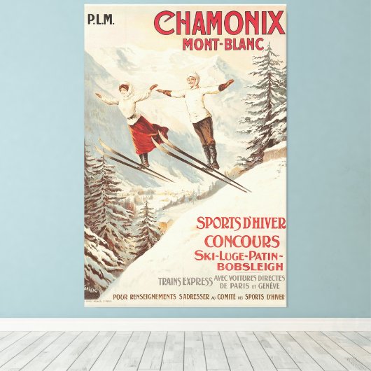 Chamonix Mont Blanc Poster Canvas Afdruk (Insitu (Houten vloer))