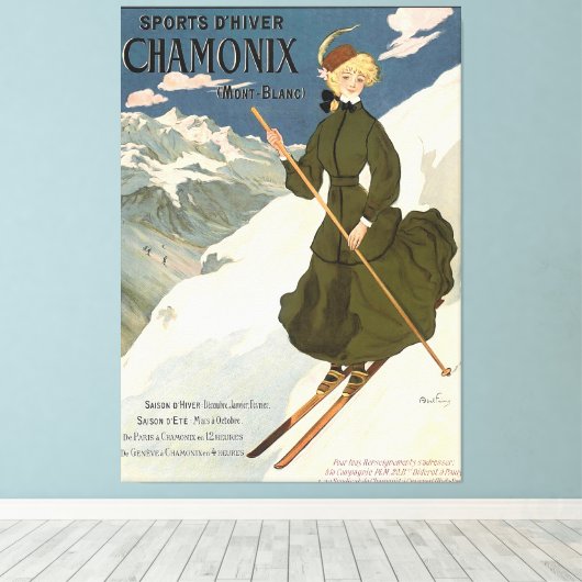 Chamonix Mont Blanc  Poster Canvas Afdruk (Insitu (Houten vloer))