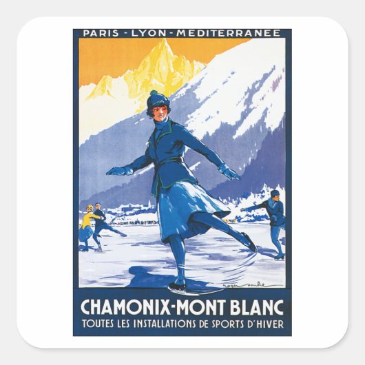 Chamonix - Mont Blanc-Poster Vierkante Sticker (Voorkant)