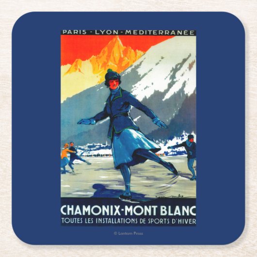 Chamonix-Mont Blanc posterEuropa Kartonnen Onderzetters (Voorkant)