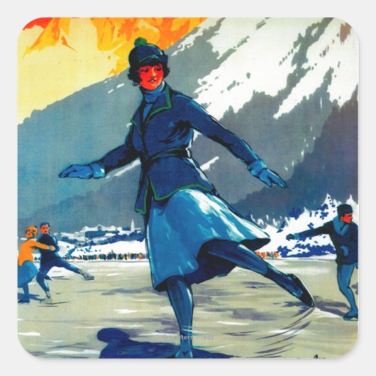 Chamonix-Mont Blanc  posterEuropa Vierkante Sticker (Voorkant)