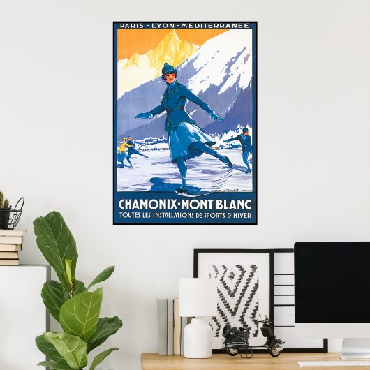 Chamonix Mont Blanc Skating Poster (Thuiskantoor)