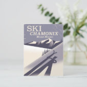 Chamonix-Mont-Blanc  Ski-poster Briefkaart (Staand voorkant)